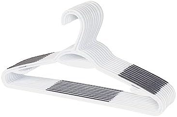 Neatfreak Slim Non Slip Hangers - Space Saving Set of 10 With Lingerie Hooks and Pants/Accessories Bar - Patented W Frame White Plastic Hangers by NEATFREAK