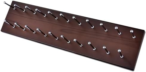 Tie Rack Wall Mounted, Wood Belt Rack for Closet with 21 Chrome Hooks - Image 6