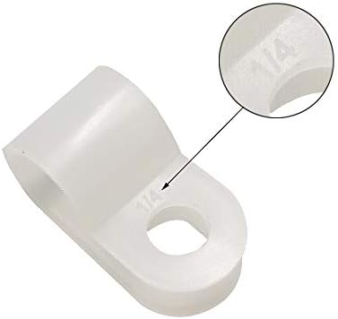 Cable Clamp R-Type Cable Clip Wire Clamp 1/4-inch Nylon Screw Mounting Cord Fastener Clips with Screws for Wire Management - White - 50 Pcs - Image 4