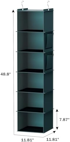 YOUDENOVA Hanging Closet Organizer and Storage, 6-Shelf, Green - Image 3