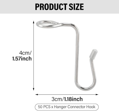 50 Pcs Hanger Connector Hooks, Hanger Extender Hooks Metal - Image 2