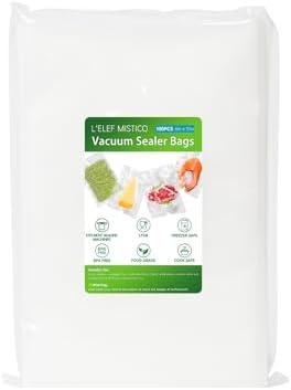 L'ELEF MISTICO Precut Vacuum Sealer Bags for Food, 100 Pint 6" x 10" BPA Free Food Saver, Vacuum Storage for Sous Vide and Freezer by Unknown