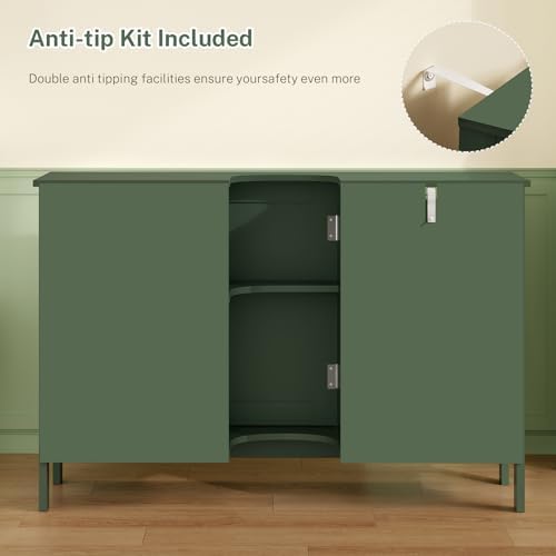 TEENFON 35.4" Pedestal Sink Storage Cabinet with 2 Doors and Adjustable Shelves, Bathroom Sink Cabinet, Under Sink Storage with U-Shape Cut-Out, Green - Image 7