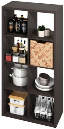 Furinno HERMITE 8-Cube Kitchen Island, Extra Thick Coffee Bar, Dark Oak by Furinno-FitsYourSpaceFitsYourBudget