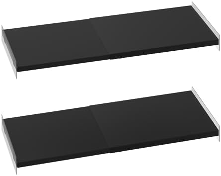 Expandable Closet Tension Shelf Organizers, Cabinet Rack Storage for Wardrobe Divider Shelves Pantry Cupboard Kitchen (2 Pack, W11.81 x L: 17" to 31") by SlimmKISS