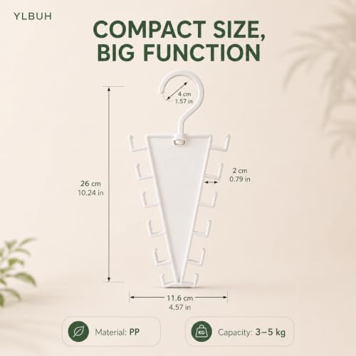 V Shaped Double-Sided Closet Organizer Hanger, 360° Rotating Multi-Layer Vertical Clothes Storage Rack with 12 Hooks, Space Saving Organizer for Hats, Scarves, Belts, Bags and Ties (6PC) - Image 3