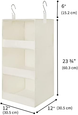 GRANNY SAYS 3-Shelf Hanging Closet Organizer, Foldable Storage, Beige - Image 3