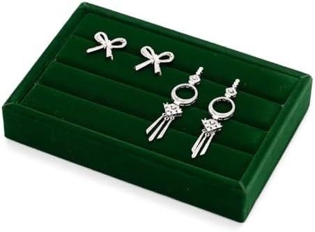 Green Velvet 3 Slot Ring Jewelry Display Organizer Tray by Woodten