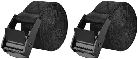 TRIWONDER Cinch Tie Down Strap Lashing Straps Heavy Duty Nylon Straps with Cam Buckles for Cargo, Trucks, Boat, Motorcycle,SUP, Kayak, Canoe, Trailer (01# Black - 2 Packs, 1.64 FT) by TRIWONDER