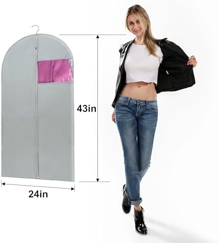 Garment Bags for Hanging Clothes Cover, Clear Window Suit Bags with Foldable Design for Closet Storage and Travel - 24" X 43"/ 4 Pack - Image 2