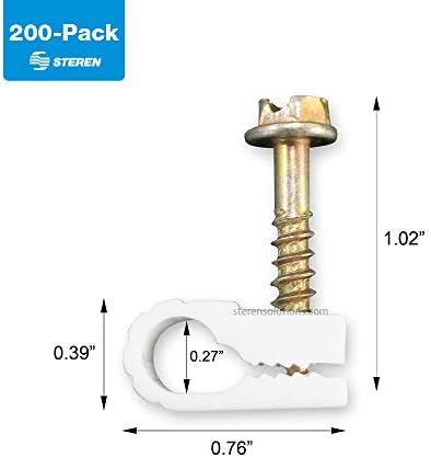 STEREN Coaxial Cable Clips - Cable Holders - White - 200 Pack - Image 6