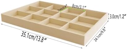 Large Stackable Jewelry Display Tray Case Organizer Premium Velvet Soft Light Beige Home Store Sales Shows (12 Grid) - Image 5