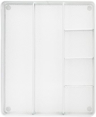 Annova Desk Top Organizer Tray for Office Organization - Metal Mesh - Storage Tray with Dividers for Pens, Desktop Accessories, Bathroom, Kitchen, Makeup and Office Supplies (Large, White) - Image 4