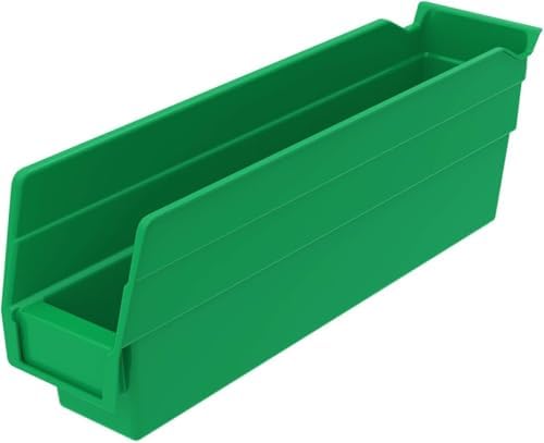 Akro-Mils 30110 Heavy Duty Plastic Shelf Bins, 12"x 3"x 4", Green, 24-Pack by Akro-Mils