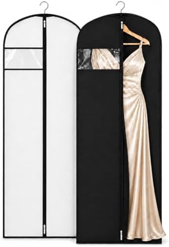 71-Inch Waterproof Garment Bags for Gowns, 2 Pack, Black and White by Amfor
