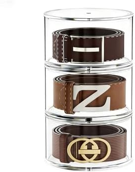 FEMELI Acrylic Belt Storage Organizer For Closet 3-Layer Stackable Belt Box by FEMELI
