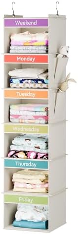 YOUDENOVA Weekly Clothes Organizer for Kids, Hanging Closet Organizer by YOUDENOVA