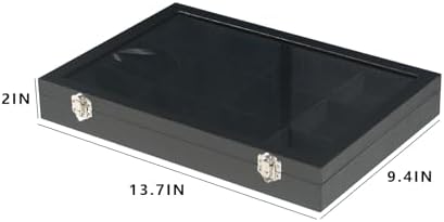 Coward Jewelry Organizer Box, Black Velvet 12 Grids Bracelet Bangle Necklace Jewelry Display Tray Case with Transparent Glass Lid for Home Drawer Desk or Store Selling Show - Image 2