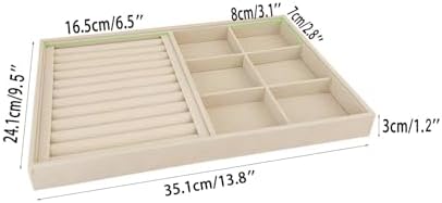 Large Beige Premium Quality Velvet Jewelry Display Box Tray Stackable Practical Trade Show Home Store 6 Grid and Ring - Image 5
