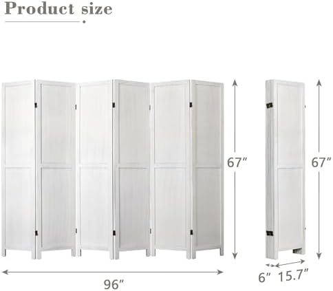 WelFurGeer 6 Panel Room Divider Screen - 360° Adjustable Folding Panels for Privacy, Bedroom, Living Room & Patio, Handcrafted Decorative Room Divider, Freestanding Divider for Room Separation (White) - Image 6