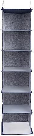 Household Essentials Hanging Cotton Blend Closet Organizer with 6 Storage Shelves, Denim - Image 6
