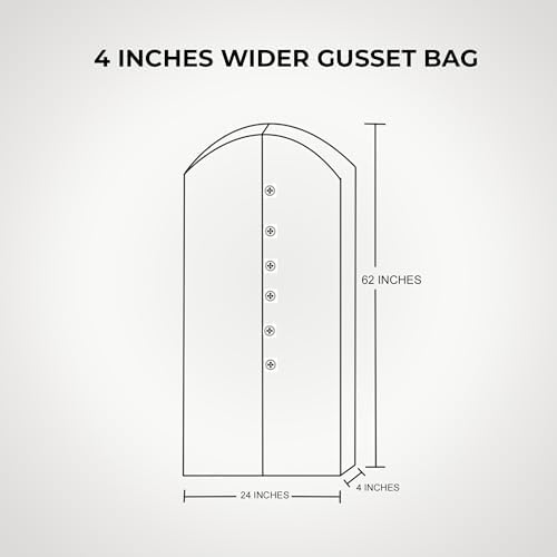 Cotton Garment Protector Bag Cover - Dust Free Cloth Hanging, Wardrobe storage for Dresses and Suits (with Zipper (24" x 42")) - Image 6