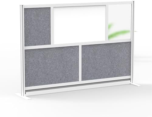 Workflow Modular Wall | Room Divider with Whiteboard, Sound Dampening, & Frosted Acrylic Panels | Expandable Office Partition for Privacy & Stability (70" x 48") by SStandUpDeskStore