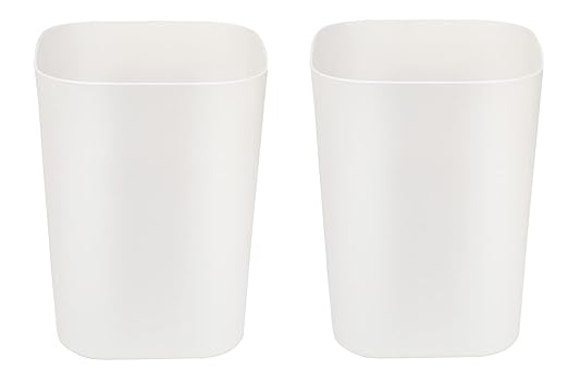 Besli 2 Gallon Small Trash Can Garbage Can Wastebasket for Bathroom Bedroom Kitchen Office (White, 2 Pack)