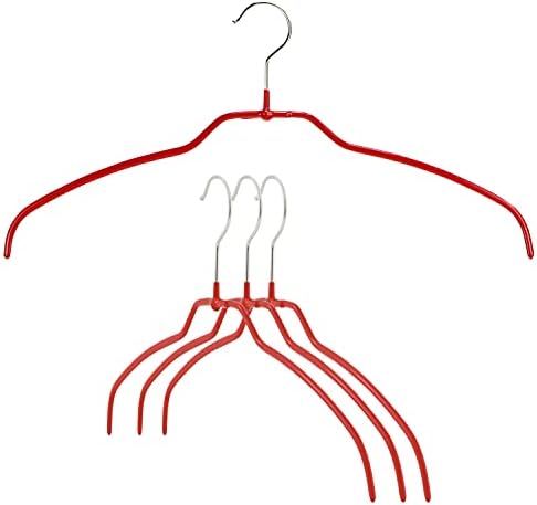 Mawa Reston Lloyd Silhouette Ultra-Thin Series, Non-Slip Space Saving Shirt Hanger, Style 42/FT, Pack of 4, Red, 4 Piece by Mawa