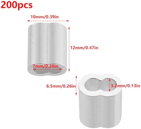 Antrader Cable Crimp Sleeves,1/8" Aluminum Crimping Loop Sleeve,Silver,200Pcs - Image 2