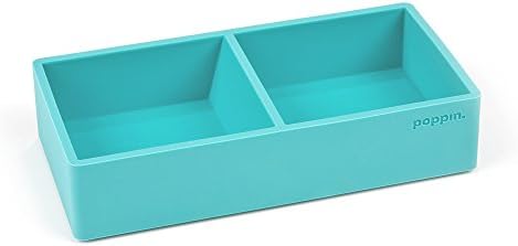 Poppin Stackable Letter and Accessory Trays for Office Organization - Modular Lacquer Desk Trays, Color-Coordinated Office Supplies for Desk, Paper Trays (Aqua, This & that Tray) by Poppin