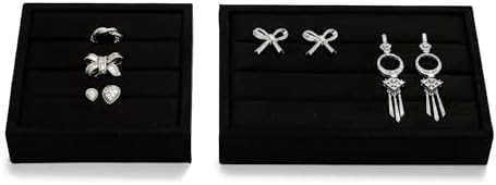 Black Velvet 3-Slot Small Ring Jewelry Display Organizer Tray - Image 2
