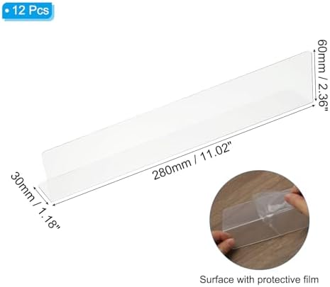 PATIKIL 12 Pack Shelf Dividers for Closet Organization, 11x1.18x2.4 Acrylic Closets Separator Kitchen Cabinet Shelves Under Bed Blocker for Bedroom Kitchen Office, Clear - Image 2