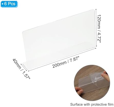 PATIKIL 6 Pack Shelf Dividers for Closet Organization, 7.9x1.57x4.7 Acrylic Closets Separator Kitchen Cabinet Shelves Under Bed Blocker for Bedroom Kitchen Office, Clear - Image 2