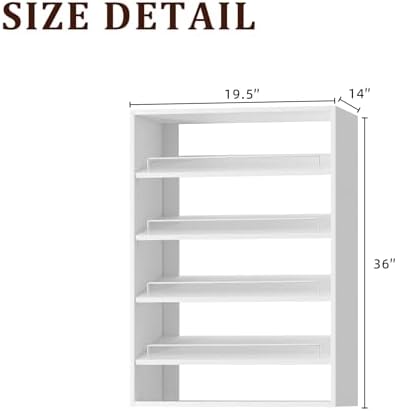 19.5" Wide Shoe Shelf Tower Modular Closet System, Shoe Storage Closet Tower with Shelves, White - Image 2