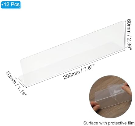 PATIKIL 12 Pack Shelf Dividers for Closet Organization, 7.9x1.18x2.4 Acrylic Closets Separator Kitchen Cabinet Shelves Under Bed Blocker for Bedroom Kitchen Office, Clear - Image 2
