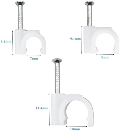 HS Cable Clips 8mm with Steel Nail 200 Pieces White,Ethernet Management U Shaped Wire Cord Staples Hooks for Outdoor Wall,Coax Cat7 RG8 Cable Extension Fasteners - Image 3