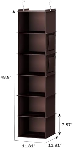 YOUDENOVA Hanging Closet Organizer and Storage, 6-Shelf, Brown - Image 3
