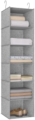 Hanging Closet Organizer 6-Shelf, Oxford Linen Wardrobe Storage, Gray by DonYeco