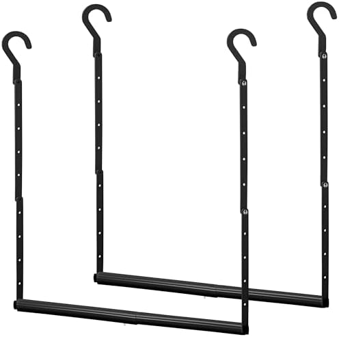 STORAGE MANIAC Adjustable Closet Rod for Hanging Clothes, 2 Pack Black by STORAGEMANIAC