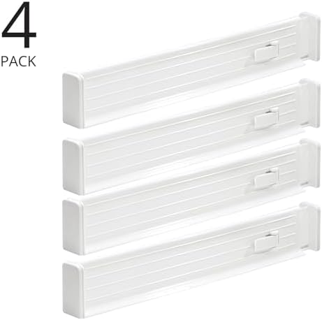 mDesign Expandable Dresser Drawer Divider with Foam Ends, Drawer Divider Locks in Place, Separators for Clothing and Accessories in Closet or Dresser Drawer, Ligne Collection, 4 Pack, White - Image 2