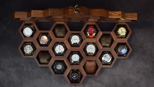 Extra Large Superior Rosewood Honeycomb Watch Box Display Case Holder Collector Organizer for Men, Men's Vintage Watch Storage Box to Store and Keep your Watches Safe and Sophisticated. - Image 3