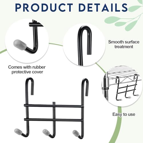 Teenyyou 6 Pack 3 Hook Attachment for Wire Shelving, Black - Image 4