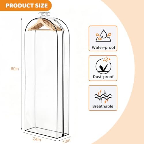 Dntorx 4 Pack Clear Garment Bags, 60" With 10" Gusset, Side Zipper - Image 2
