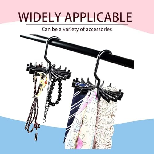 Circular Tie Hanger Updated Twirl Tie Rack Adjustable Twirl Tie Rack Tie Belt, Multipurpose Organizer for Closet Storage(Black) - Image 3