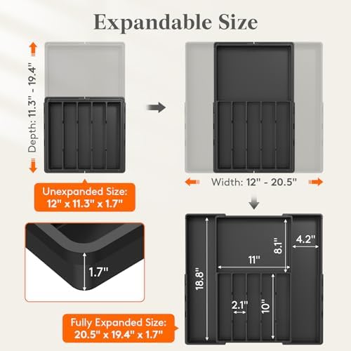 Lifewit Expandable Silverware Drawer Organizer, Utensil Tray for Kitchen - Image 2