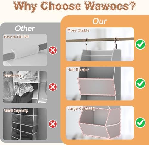 Closet Hanging Organizer with Pockets, 3 Shelf Hanging Clothes Organizers - Image 4