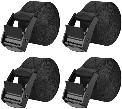 TRIWONDER Cinch Tie Down Strap Lashing Straps Heavy Duty Nylon Straps with Cam Buckles for Cargo, Trucks, Boat, Motorcycle,SUP, Kayak, Canoe, Trailer (0.5m, Black - 4 Pack) by TRIWONDER