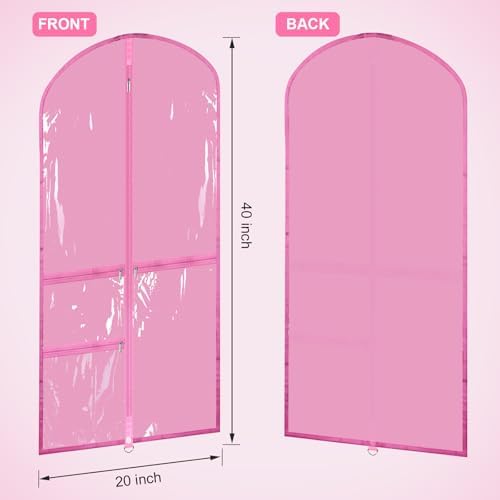 Geelin 14 Pcs Garment Bags for Dance PVC Clear, Transparent Pink - Image 2