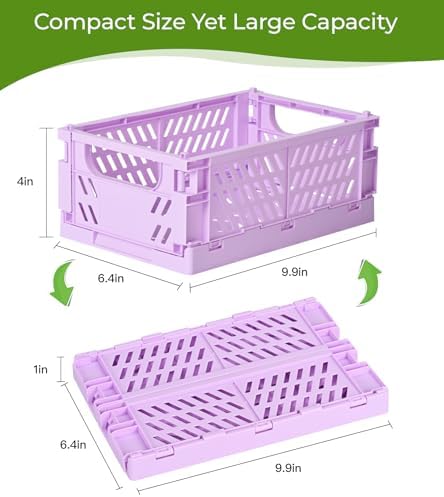 HUUSMOT 2-Pack Collapsible Plastic Storage Baskets, Purple, 9.8"x6.5"x3.8" - Image 3